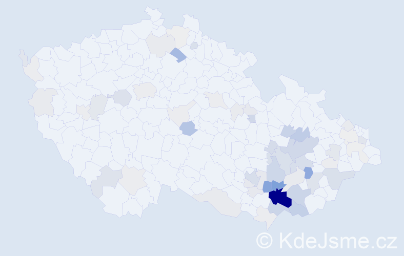 Příjmení: 'Luža', počet výskytů 273 v celé ČR