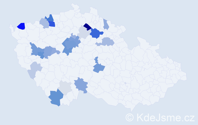 Příjmení: 'Hojer', počet výskytů 103 v celé ČR