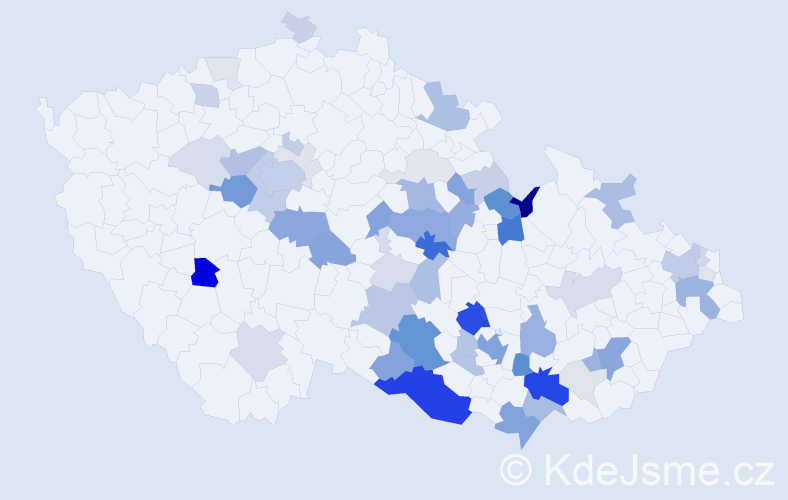Příjmení: 'Severinová', počet výskytů 205 v celé ČR