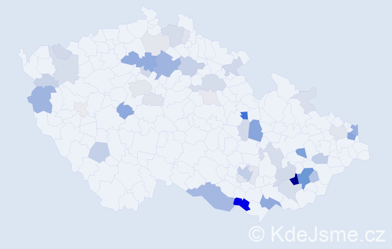 Příjmení: 'Kadlečík', počet výskytů 152 v celé ČR