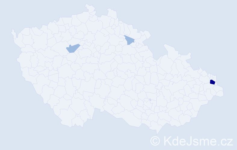 Příjmení: 'Počil', počet výskytů 6 v celé ČR