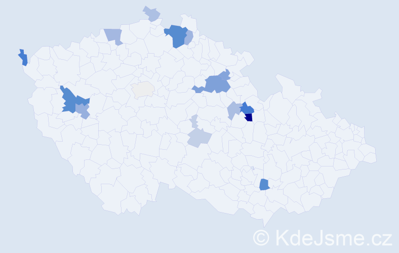 Příjmení: 'Brindzák', počet výskytů 47 v celé ČR