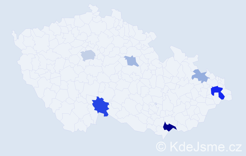 Příjmení: 'Brantal', počet výskytů 16 v celé ČR