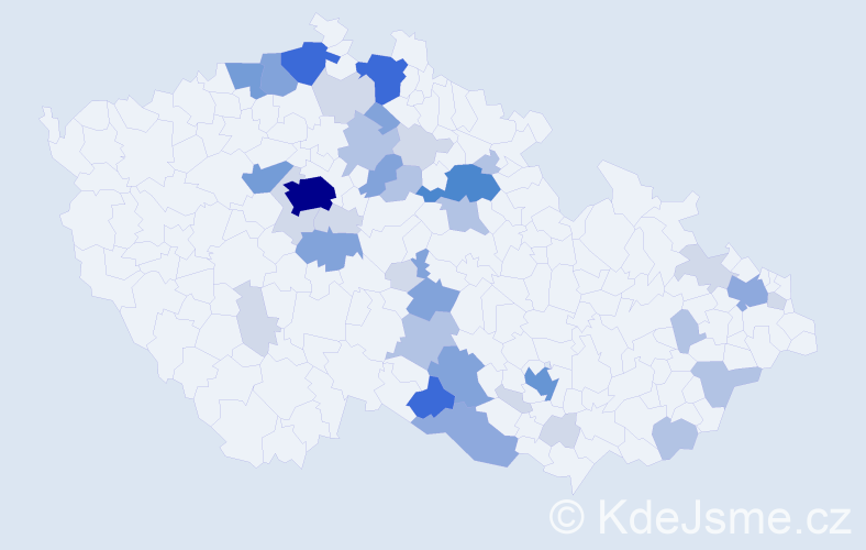 Příjmení: 'Kračmar', počet výskytů 123 v celé ČR