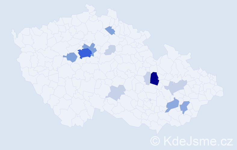 Příjmení: 'Bádal', počet výskytů 36 v celé ČR