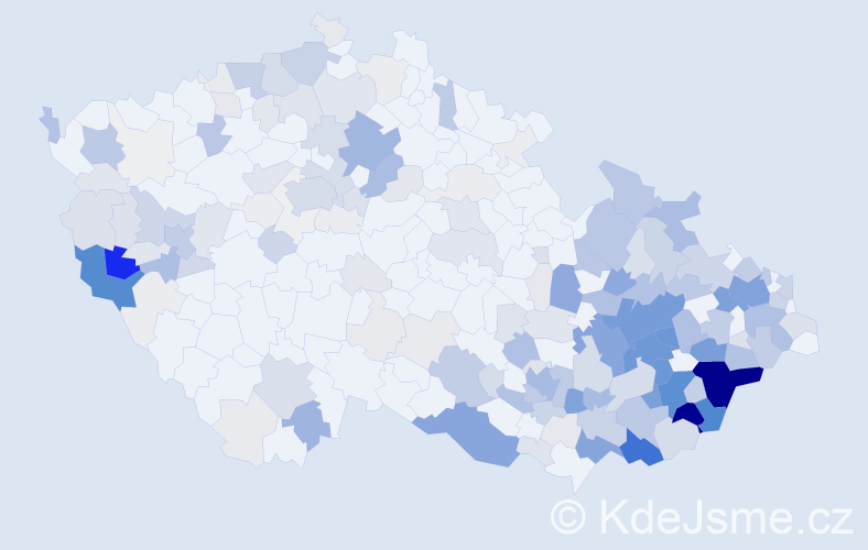 Příjmení: 'Hrbáček', počet výskytů 971 v celé ČR