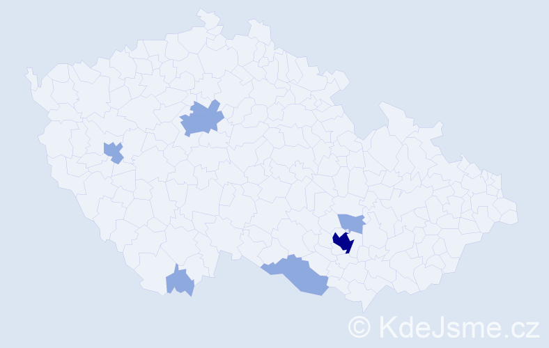 Příjmení: 'Mernová', počet výskytů 11 v celé ČR