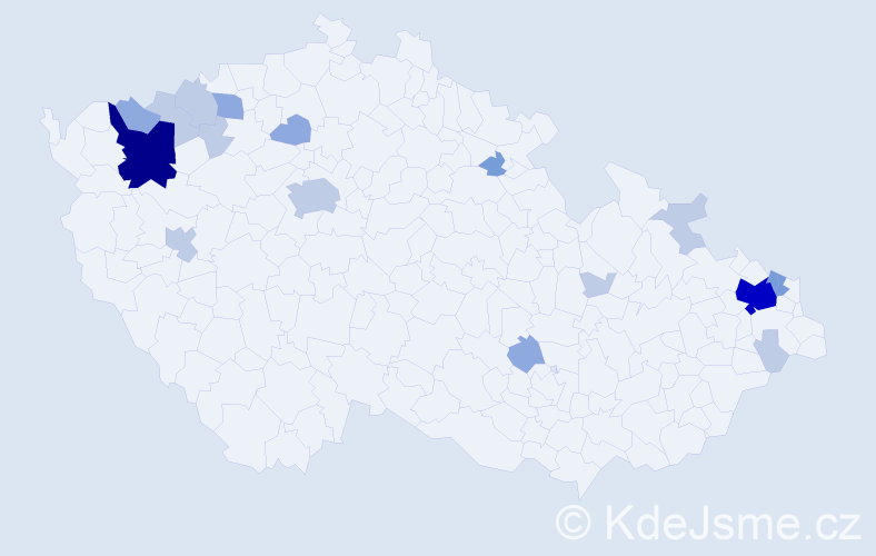 Příjmení: 'Košinárová', počet výskytů 44 v celé ČR