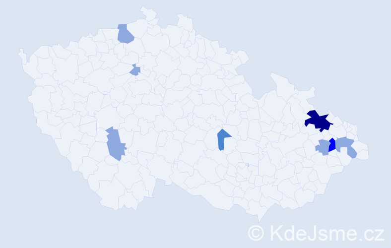 Příjmení: 'Sekeráš', počet výskytů 16 v celé ČR