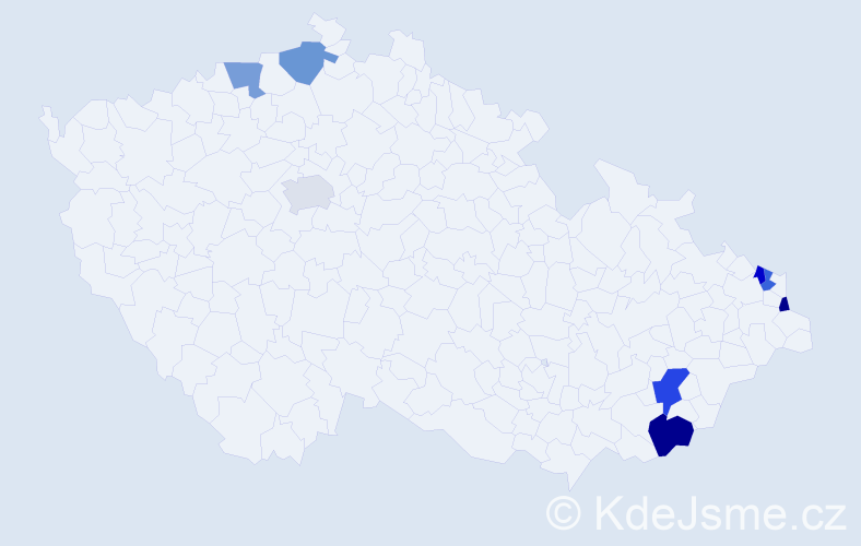 Příjmení: 'Sedláčiková', počet výskytů 10 v celé ČR
