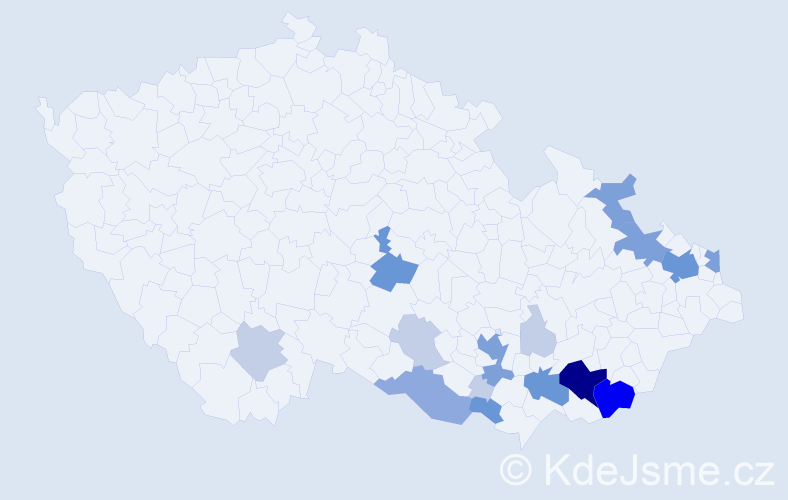 Příjmení: 'Mikulinec', počet výskytů 57 v celé ČR