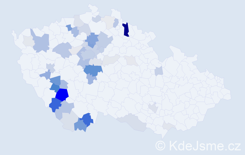Příjmení: 'Frková', počet výskytů 160 v celé ČR