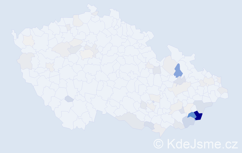 Příjmení: 'Pinďáková', počet výskytů 198 v celé ČR