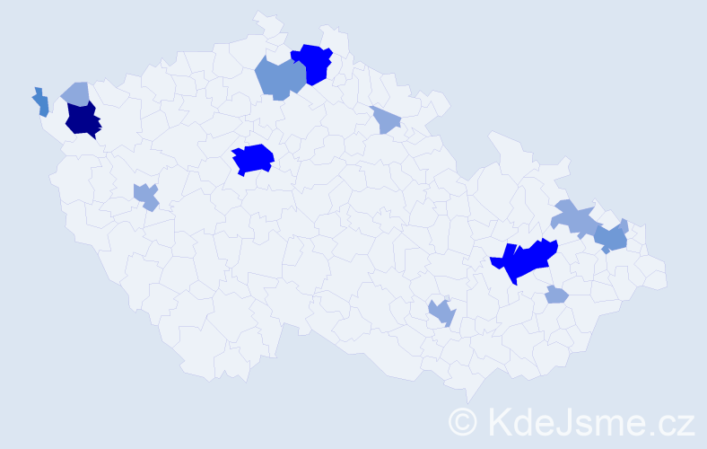 Příjmení: 'Guba', počet výskytů 32 v celé ČR