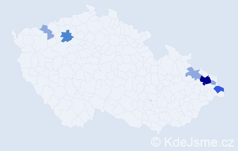 Příjmení: 'Rábeková', počet výskytů 13 v celé ČR