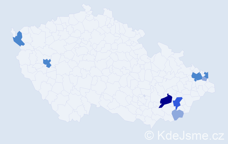 Příjmení: 'Puna', počet výskytů 18 v celé ČR