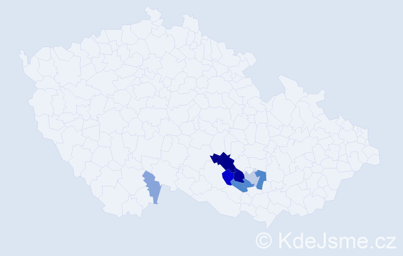 Příjmení: 'Poledňa', počet výskytů 24 v celé ČR