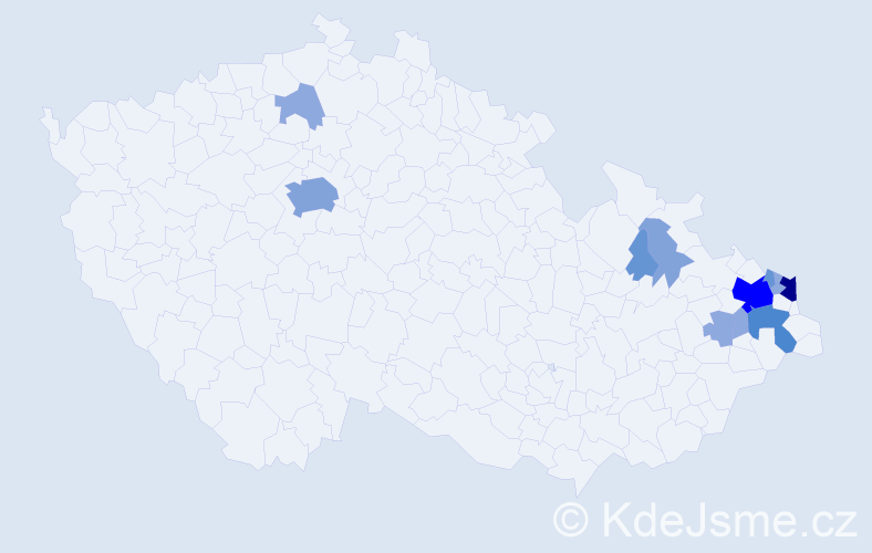 Příjmení: 'Mojáková', počet výskytů 32 v celé ČR