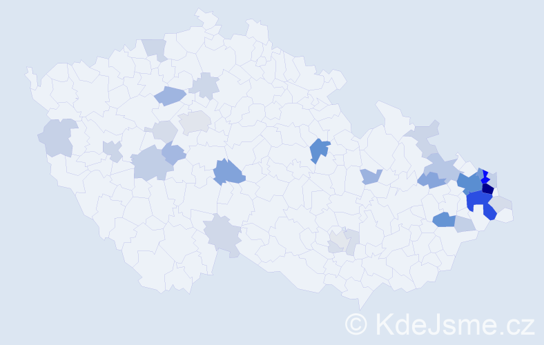 Příjmení: 'Kunčická', počet výskytů 128 v celé ČR