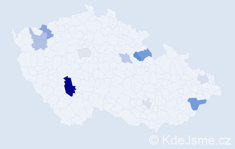 Příjmení: 'Cvaniga', počet výskytů 16 v celé ČR