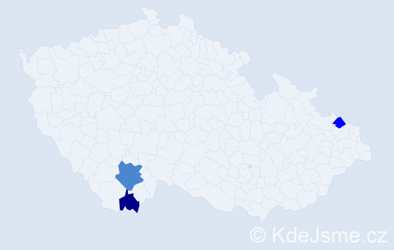 Příjmení: 'Naster', počet výskytů 6 v celé ČR