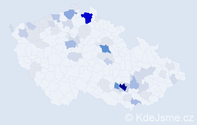 Příjmení: 'Hunka', počet výskytů 168 v celé ČR