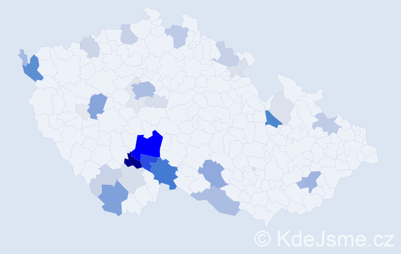 Příjmení: 'Machoň', počet výskytů 135 v celé ČR