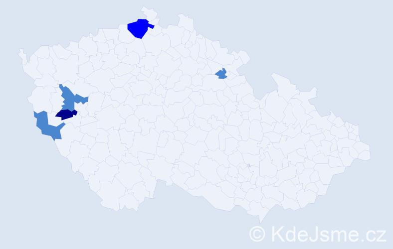 Příjmení: 'Pechtlová', počet výskytů 8 v celé ČR