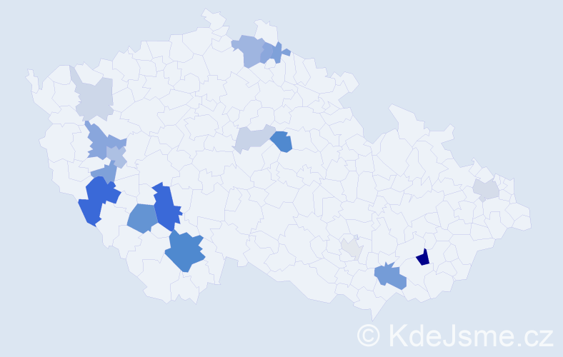 Příjmení: 'Prechtl', počet výskytů 50 v celé ČR