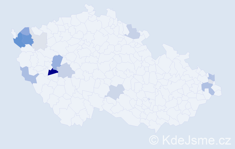 Příjmení: 'Kunštár', počet výskytů 43 v celé ČR
