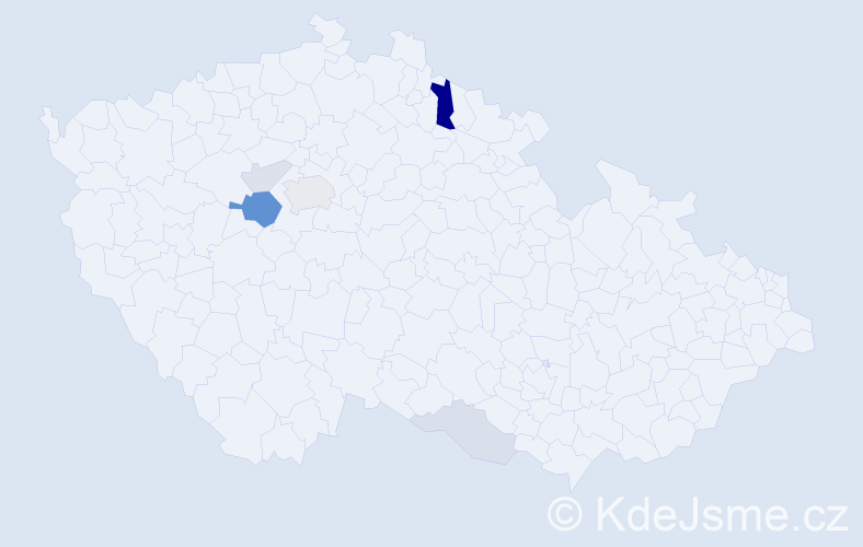 Příjmení: 'Kázmer', počet výskytů 17 v celé ČR