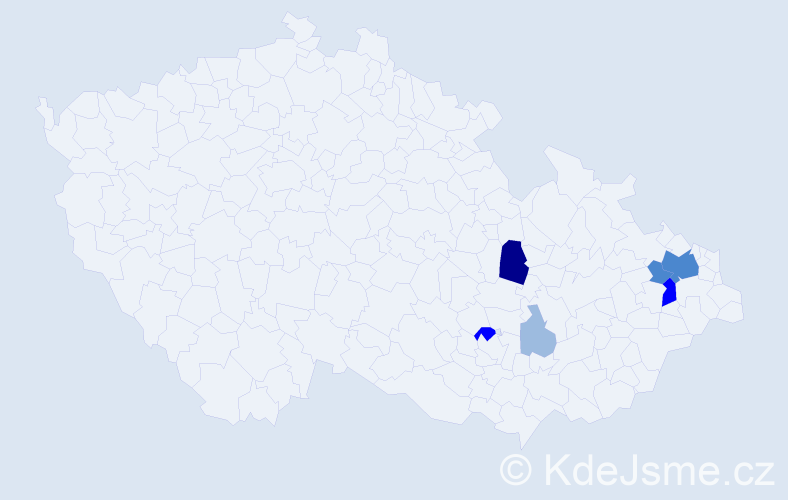 Příjmení: 'Kyanková', počet výskytů 15 v celé ČR