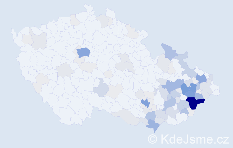 Příjmení: 'Hajda', počet výskytů 417 v celé ČR