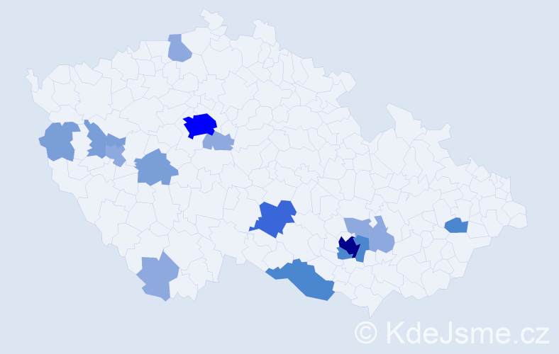 Příjmení: 'Hohl', počet výskytů 37 v celé ČR