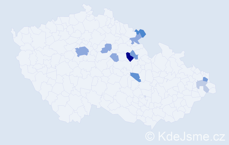Příjmení: 'Pamánek', počet výskytů 34 v celé ČR