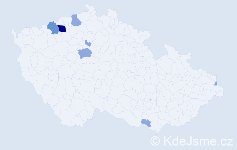 Příjmení: 'Miškaničová', počet výskytů 16 v celé ČR