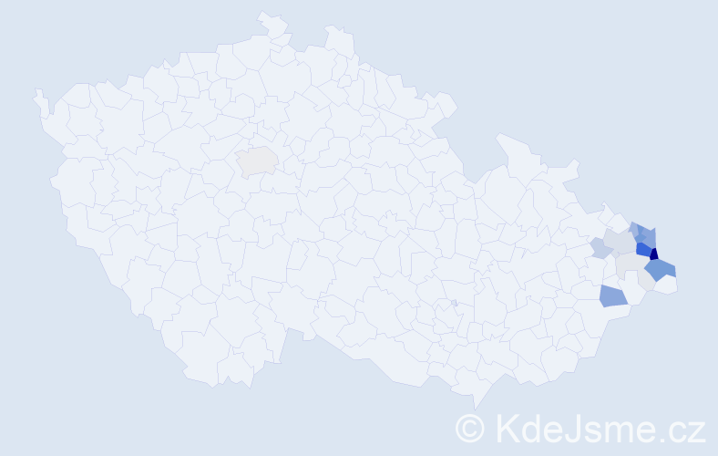 Příjmení: 'Kožusznik', počet výskytů 64 v celé ČR