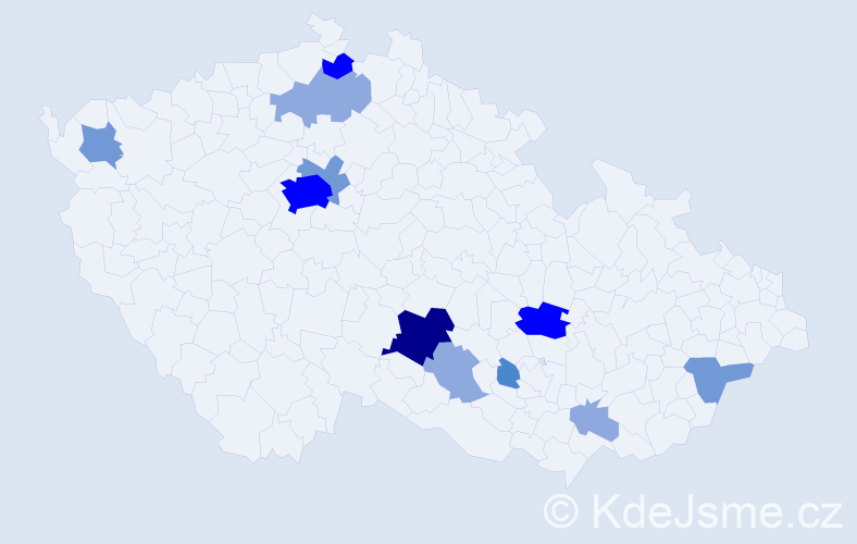 Příjmení: 'Kunka', počet výskytů 31 v celé ČR