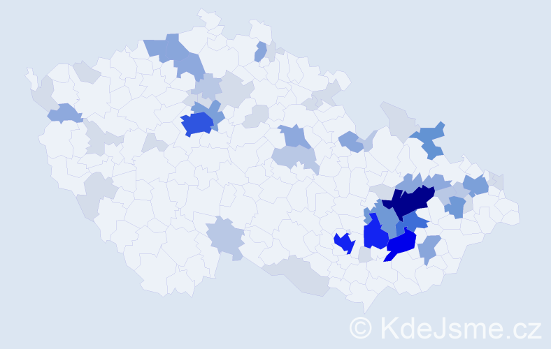 Příjmení: 'Derka', počet výskytů 176 v celé ČR