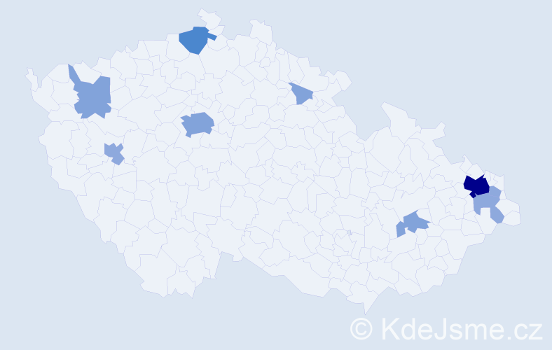 Příjmení: 'Rojko', počet výskytů 23 v celé ČR