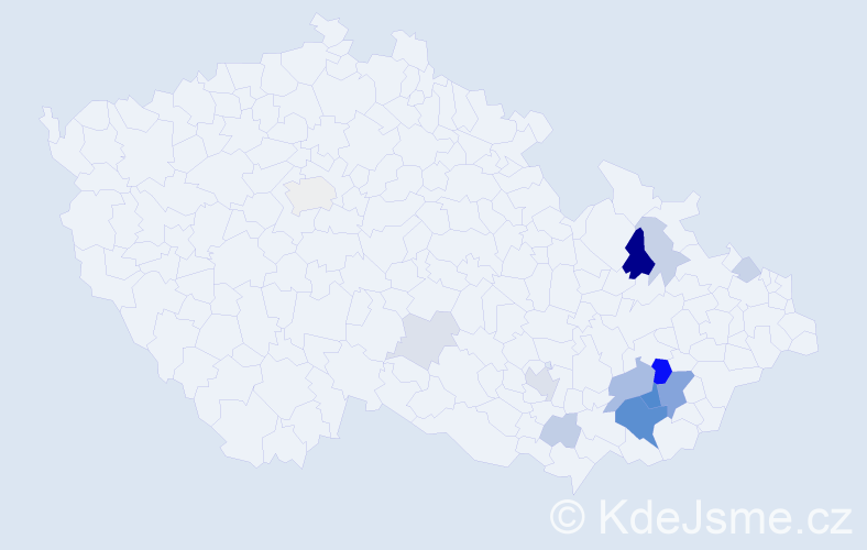 Příjmení: 'Batoušek', počet výskytů 43 v celé ČR