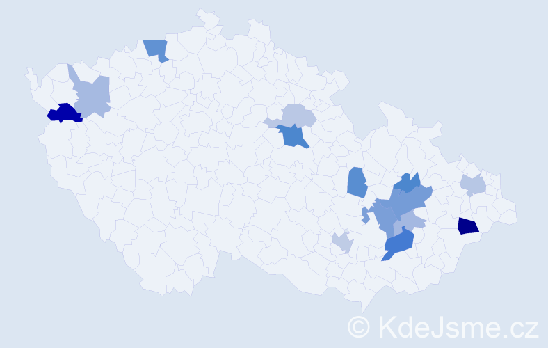 Příjmení: 'Drkula', počet výskytů 29 v celé ČR