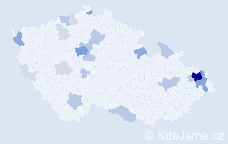Příjmení: 'Vnenk', počet výskytů 77 v celé ČR