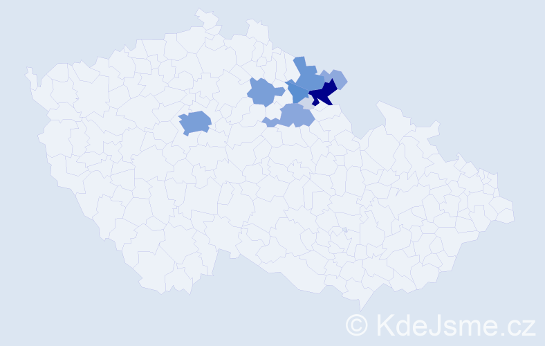 Příjmení: 'Doubic', počet výskytů 39 v celé ČR