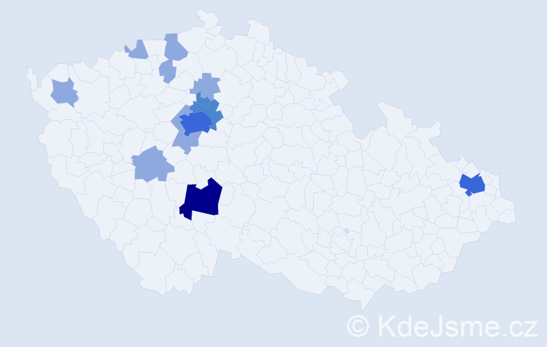 Příjmení: 'Koktan', počet výskytů 28 v celé ČR