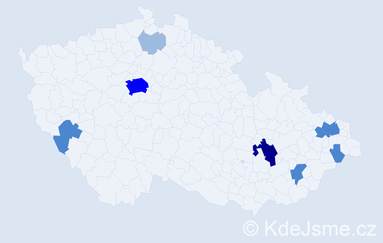 Příjmení: 'Vilčák', počet výskytů 18 v celé ČR