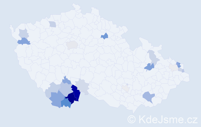 Příjmení: 'Dibďák', počet výskytů 58 v celé ČR
