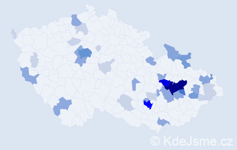 Příjmení: 'Nepustil', počet výskytů 99 v celé ČR