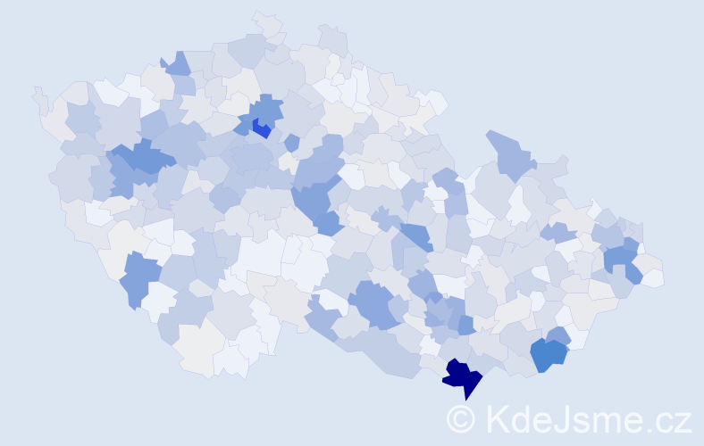Příjmení: 'Uher', počet výskytů 2045 v celé ČR
