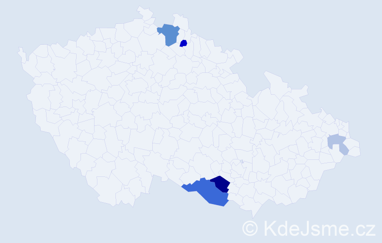 Příjmení: 'Dyml', počet výskytů 12 v celé ČR